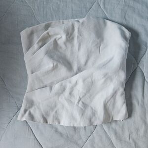 ZARA Strapless Bodice Top Beige Contemporary XS NWT